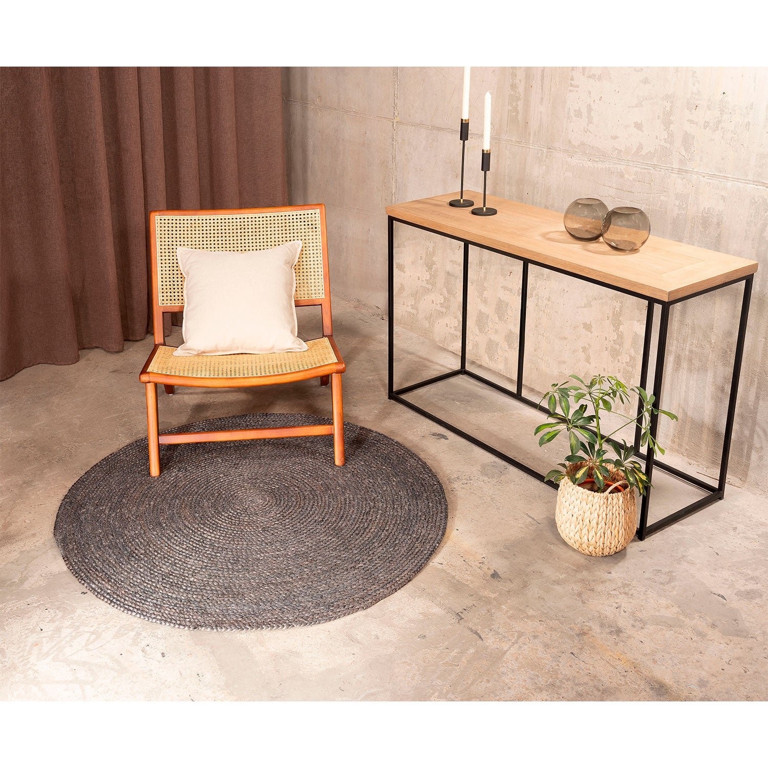 Alfombra Redonda Yute Gobi 120 Gris - Form Design