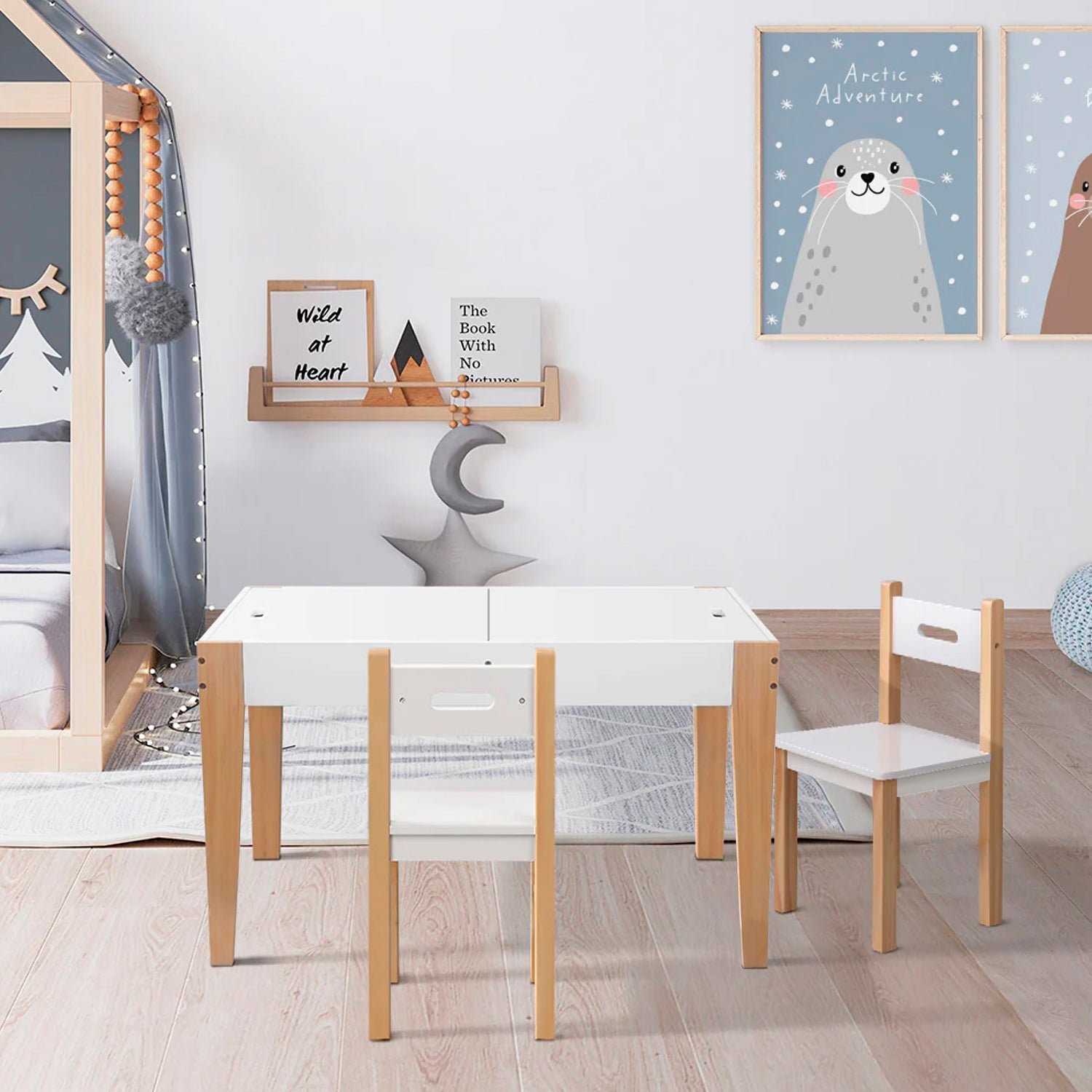 Pack Infantil 1 Mesa 2 sillas Santino Natura/Blanco - Form Design